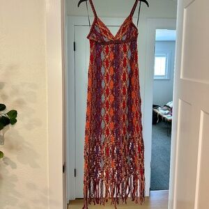 Zara Fringe multi color crochet coverup dress - New with tags - Size Small